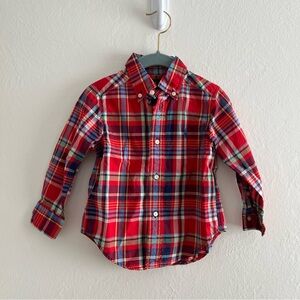 Ralph Lauren Red and Blue Plaid Kids Button Down Shirt